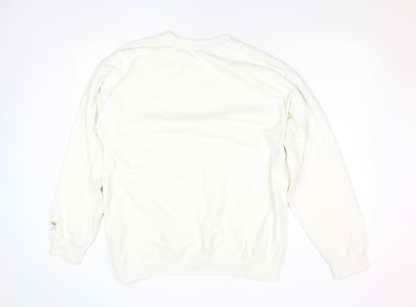 Womens UK Size L Rainbow Colours White Pullover Sweatshirt