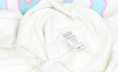 Womens UK Size L Rainbow Colours White Pullover Sweatshirt