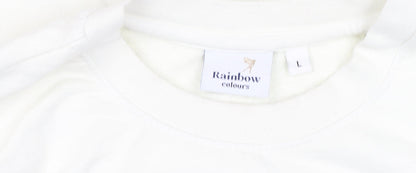 Womens UK Size L Rainbow Colours White Pullover Sweatshirt