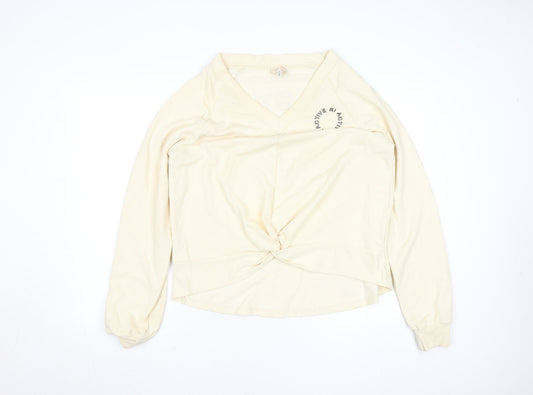 Womens UK Size M River Island Beige Pullover Sweatshirt