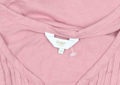 Cotton Traders Womens Dusky Pink 3/4 Sleeve Lace Hem Tunic Blouse Size 10