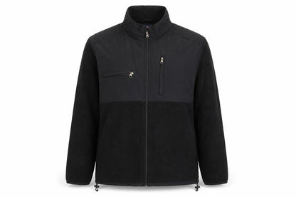 Front view of Chaps unisex black fleece zip jacket xl full zip casual