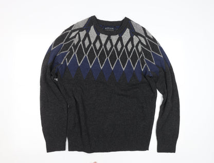 Howick Men's Grey Argyle Lambswool Jumper Size M