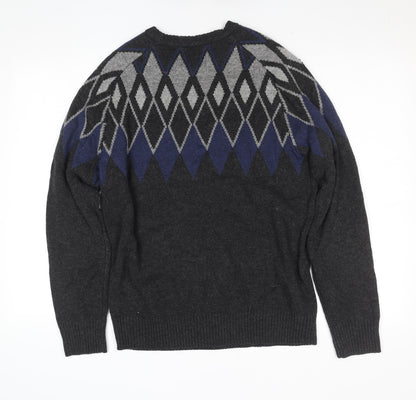 Howick Men's Grey Argyle Lambswool Jumper Size M