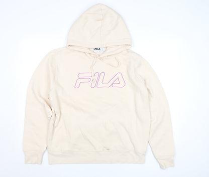 Mens UK Size L FILA Beige Pullover Hoodie