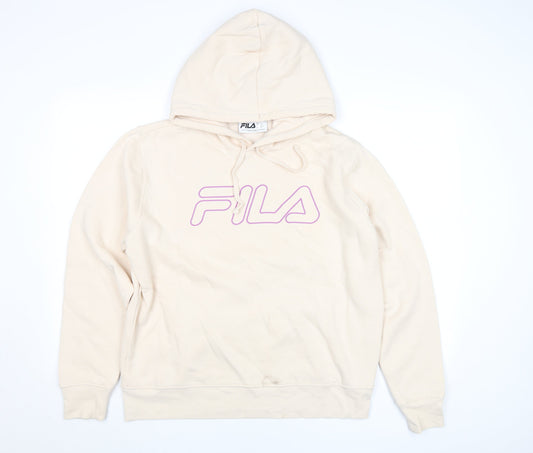 Mens UK Size L FILA Beige Pullover Hoodie
