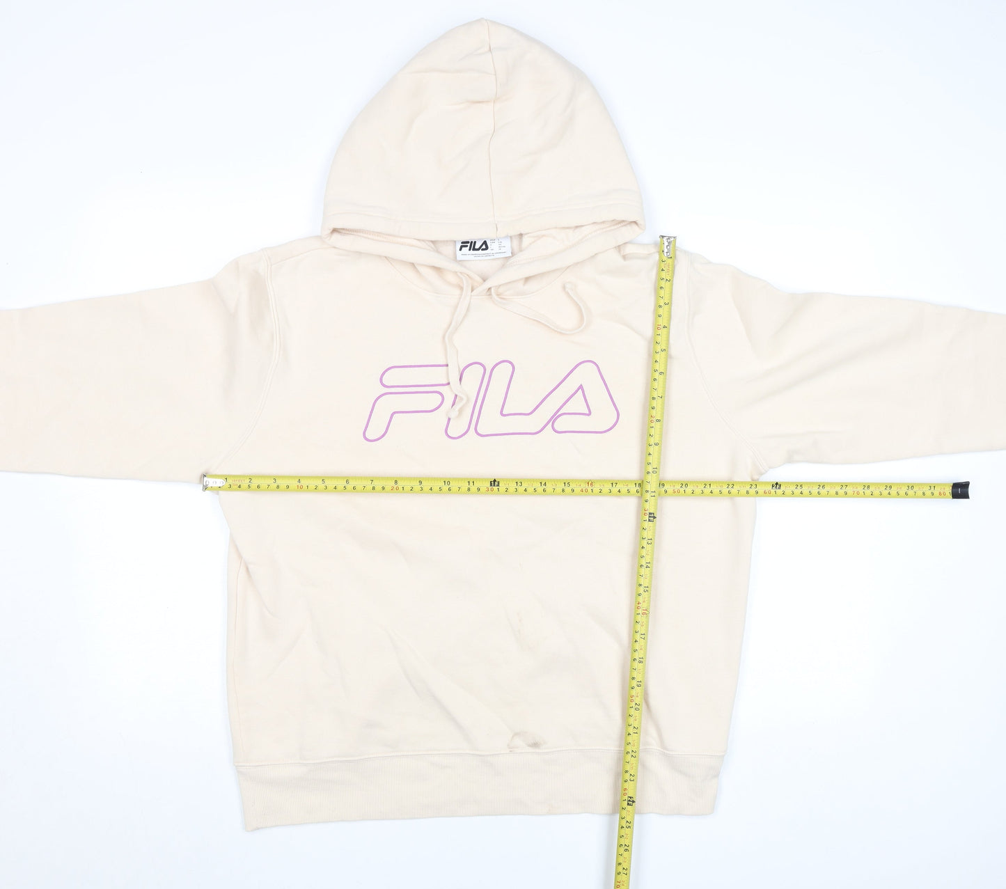 Mens UK Size L FILA Beige Pullover Hoodie