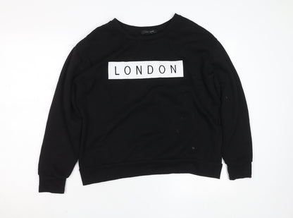 Womens UK Size M New Look Black Pullover Sweatshirt