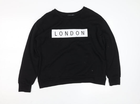 Womens UK Size M New Look Black Pullover Sweatshirt