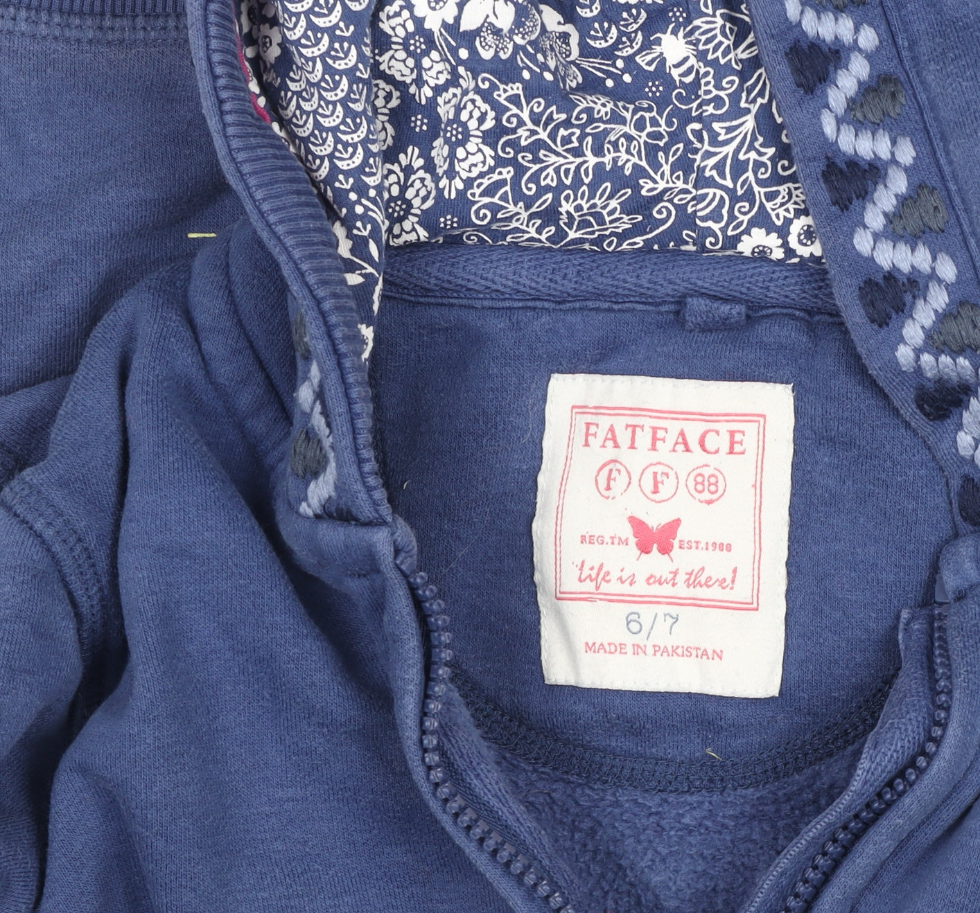 Girls UK Size 6-7 Years FatFace Blue Full Zip Hoodie