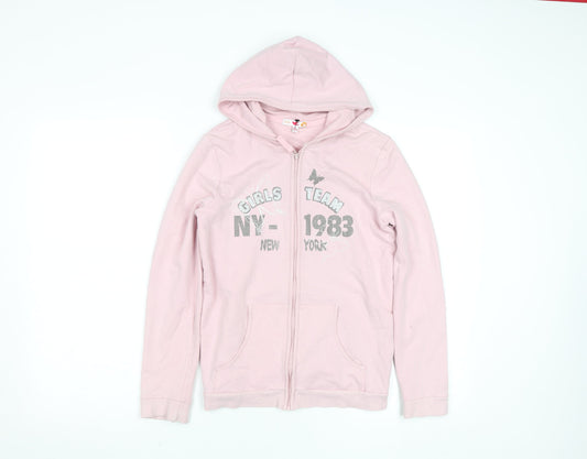 Marks and Spencer Girls Pale Pink Full Zip Hoodie 13-14 Years