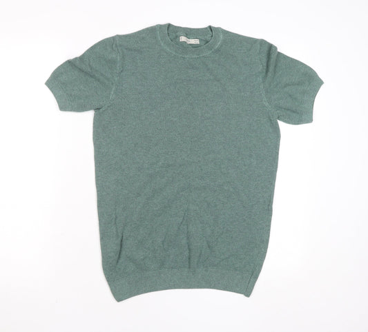 MNG Green Short Sleeve Crew Neck Knit T-Shirt Size S