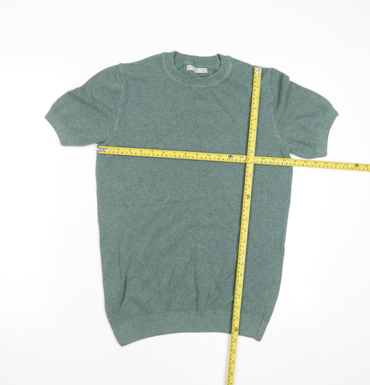 MNG Green Short Sleeve Crew Neck Knit T-Shirt Size S