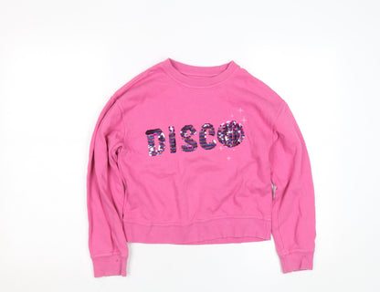 John Lewis Girls Pink Sequin Disco Sweatshirt 10 Years Cotton Pullover