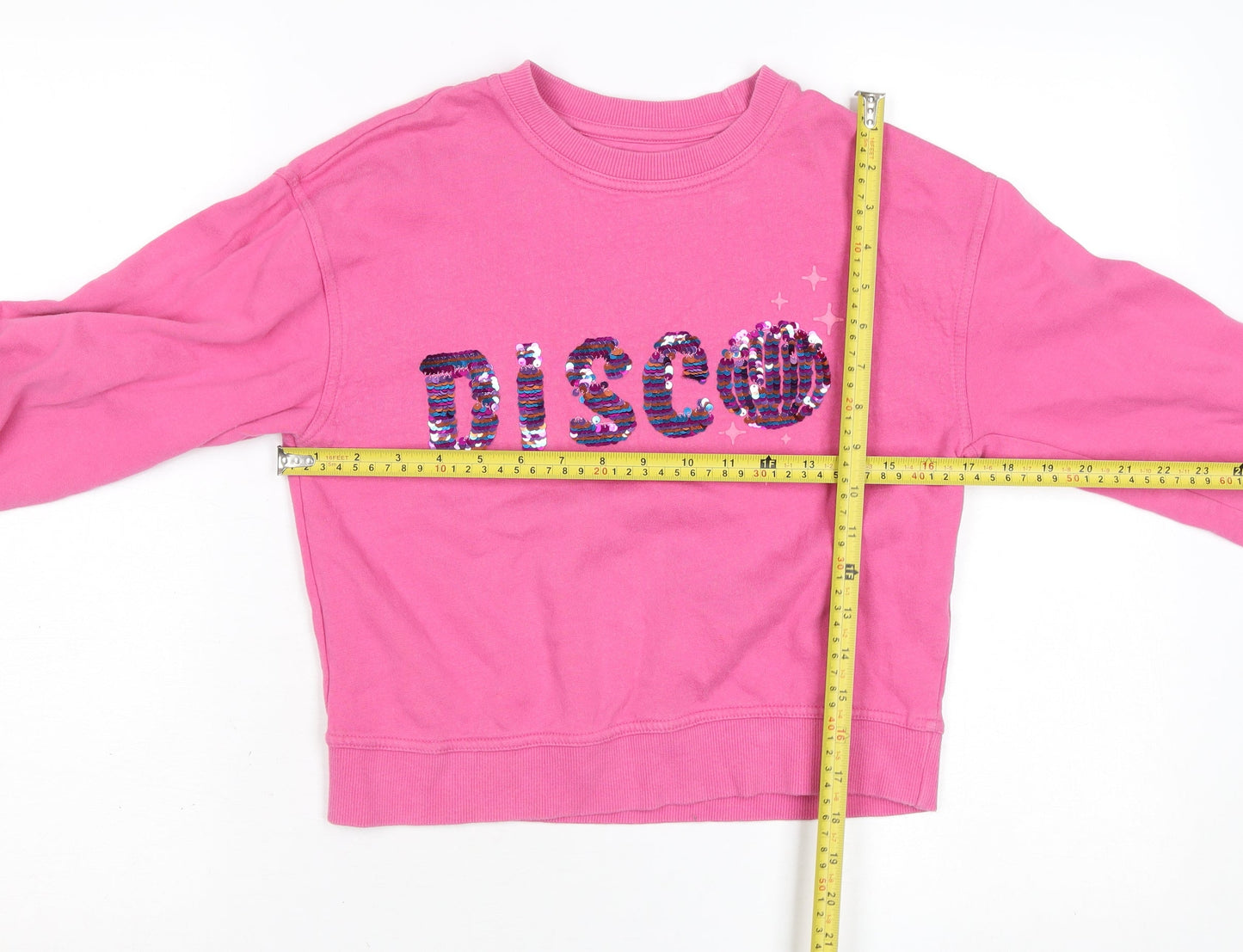 John Lewis Girls Pink Sequin Disco Sweatshirt 10 Years Cotton Pullover