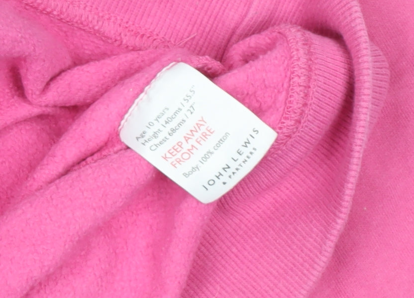 John Lewis Girls Pink Sequin Disco Sweatshirt 10 Years Cotton Pullover