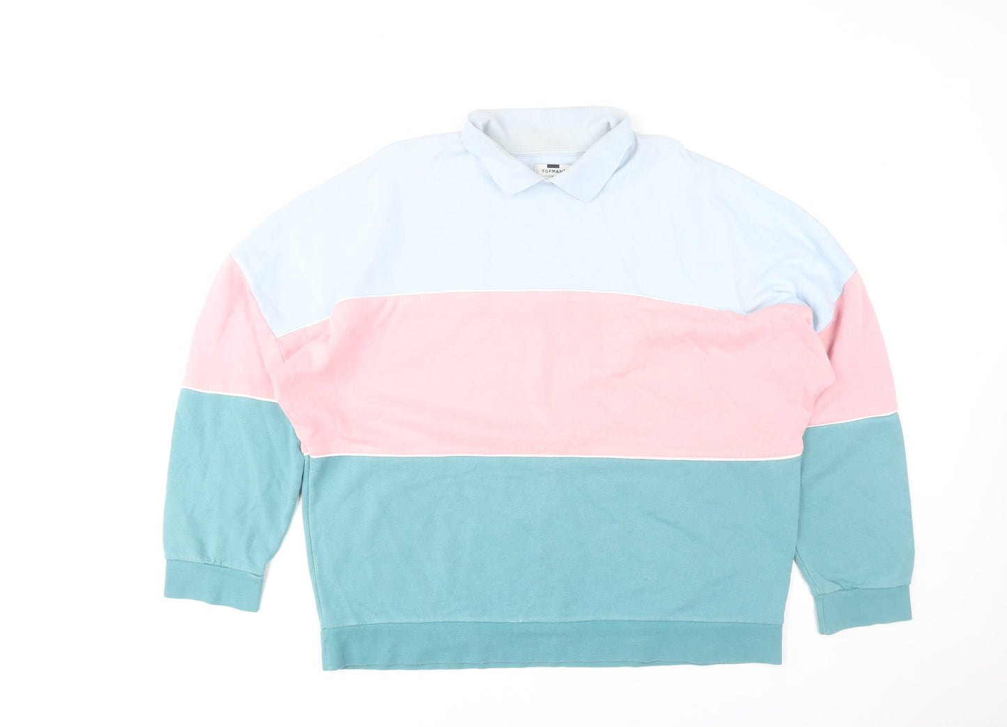 Mens UK Size L Topman Multicoloured Henley Sweatshirt