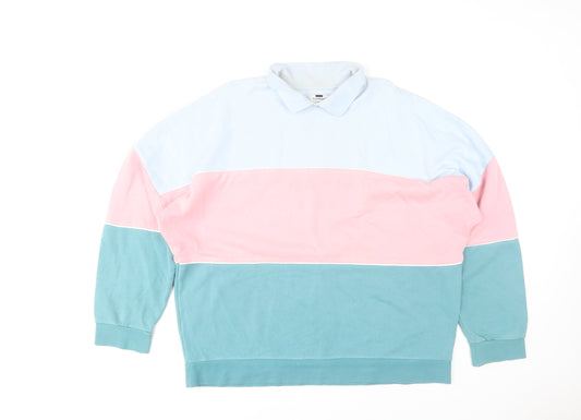 Mens UK Size L Topman Multicoloured Henley Sweatshirt