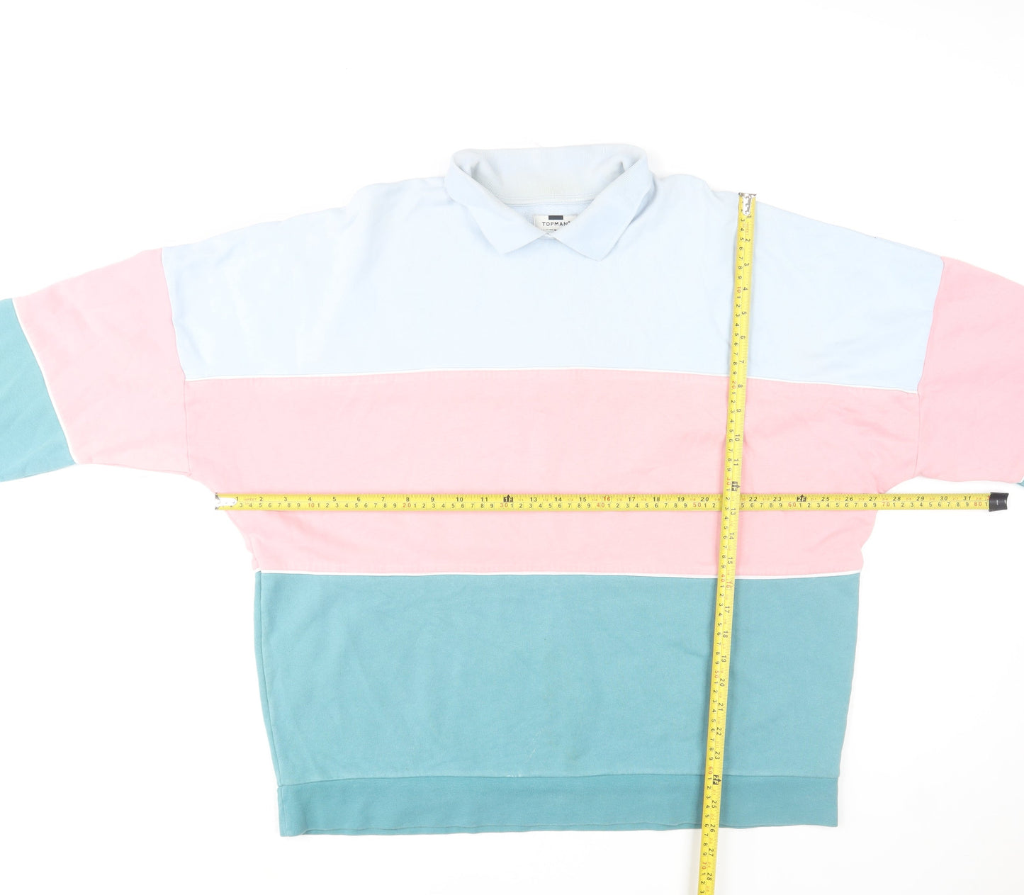 Mens UK Size L Topman Multicoloured Henley Sweatshirt