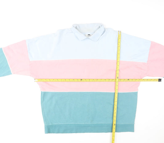 Mens UK Size L Topman Multicoloured Henley Sweatshirt