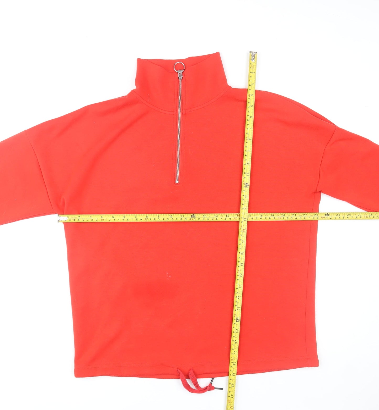 Next Women Red Jersey 1/4 Zip High Neck Pullover Top M
