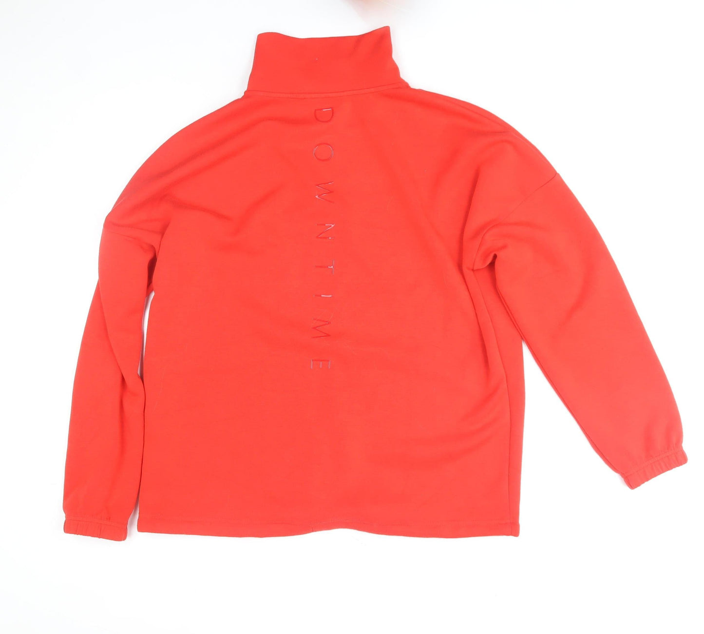 Next Women Red Jersey 1/4 Zip High Neck Pullover Top M