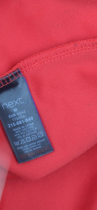 Next Women Red Jersey 1/4 Zip High Neck Pullover Top M