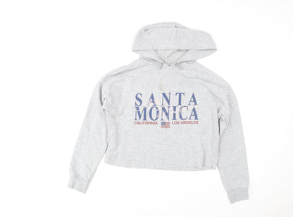 New Look 915 Girls Grey Santa Monica Cropped Hoodie Age 14-15 Years Pullover