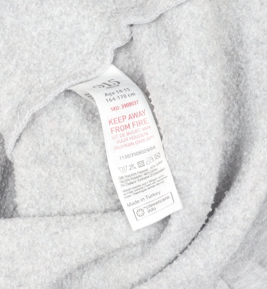 New Look 915 Girls Grey Santa Monica Cropped Hoodie Age 14-15 Years Pullover