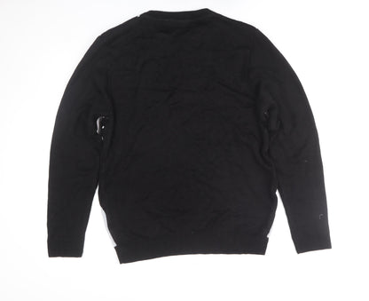 boohooMAN Men's Black Medium Christmas Polar Bear Knit Jumper