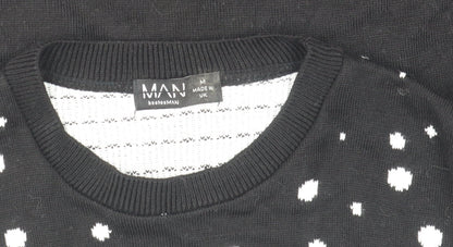 boohooMAN Men's Black Medium Christmas Polar Bear Knit Jumper