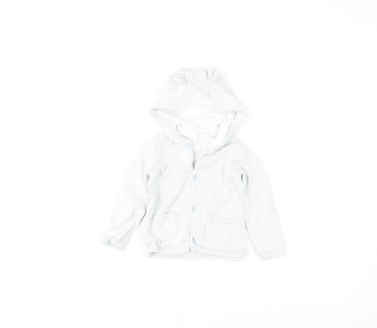 John Lewis Unisex Baby Ivory Cotton Hooded Button Jacket 12-18 Months