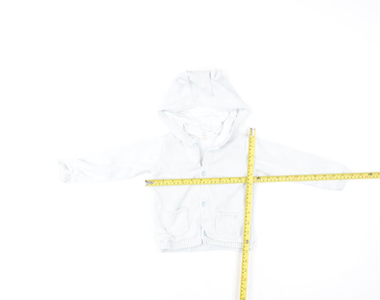 John Lewis Unisex Baby Ivory Cotton Hooded Button Jacket 12-18 Months