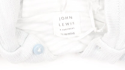 John Lewis Unisex Baby Ivory Cotton Hooded Button Jacket 12-18 Months