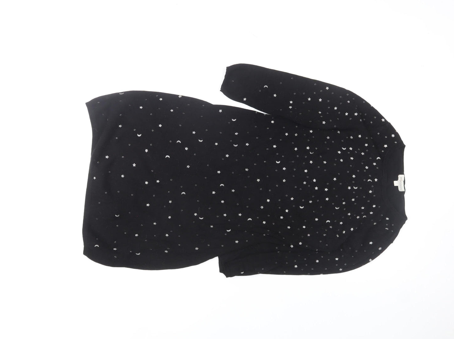 Monsoon Women’s Black Shift Dress S Long Sleeve Knit Star Beaded