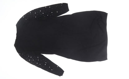 Monsoon Women’s Black Shift Dress S Long Sleeve Knit Star Beaded
