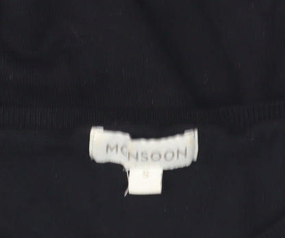 Monsoon Women’s Black Shift Dress S Long Sleeve Knit Star Beaded