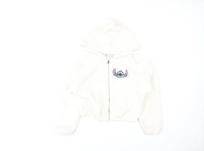 Girls UK Size 11-12 Years H&M White Full Zip Hoodie
