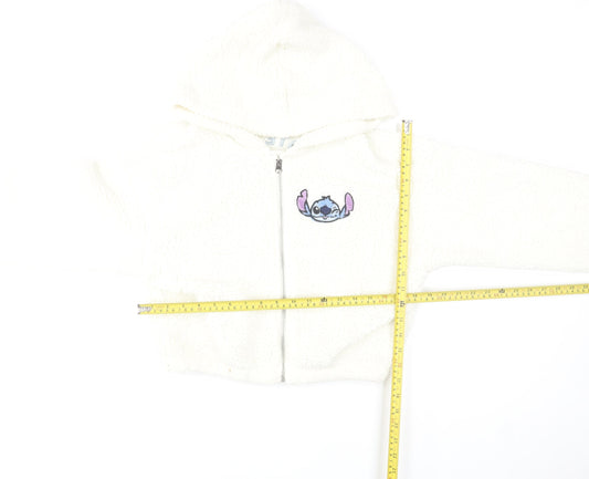 H&M Girls White Disney Stitch Fleece Full Zip Hoodie 11-12 Years