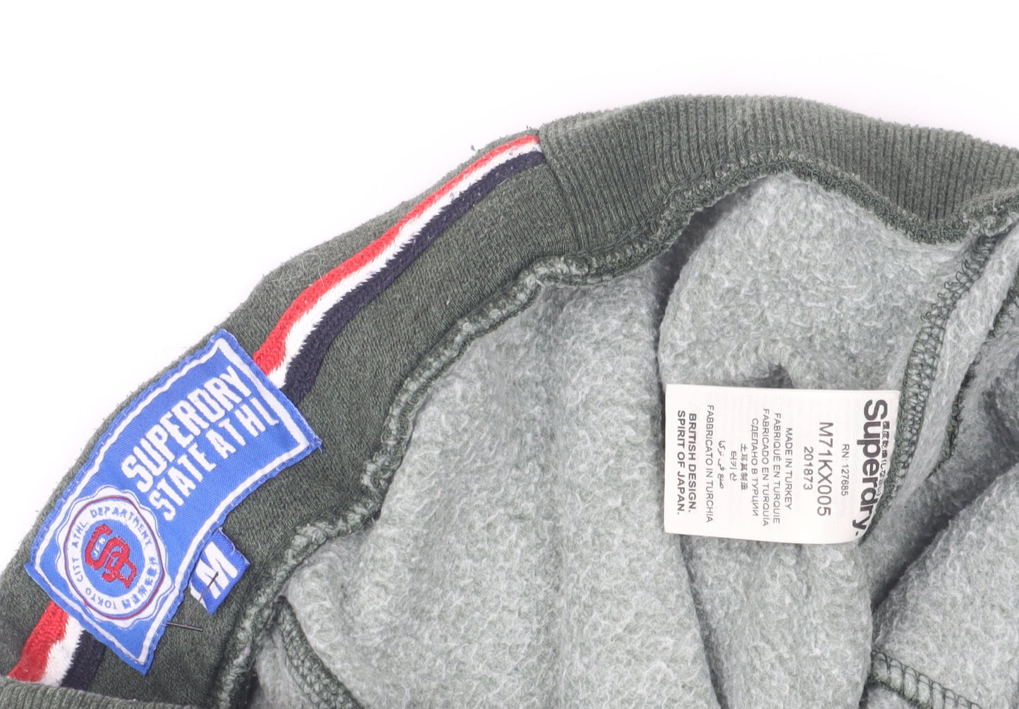 Superdry Mens Green Sweat Shorts M Drawstring Waist Sports Japan Logo