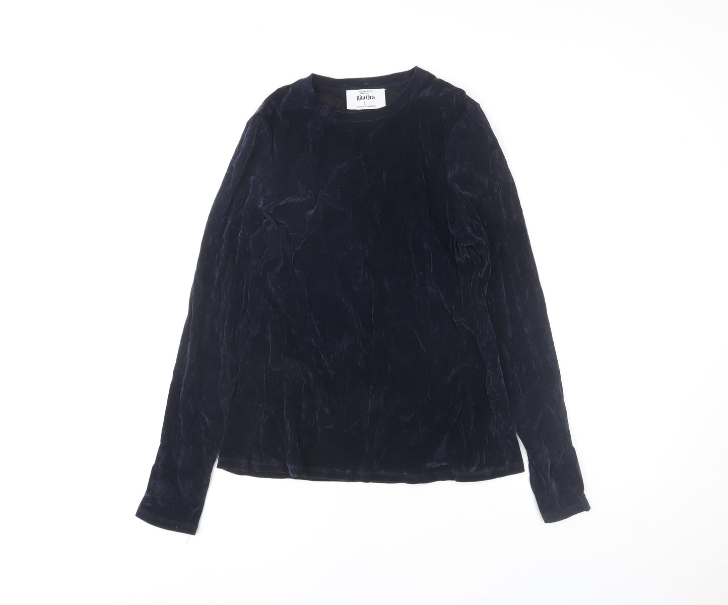 Primark Women’s Blue Velvet Long Sleeve Crew Neck Top Size L
