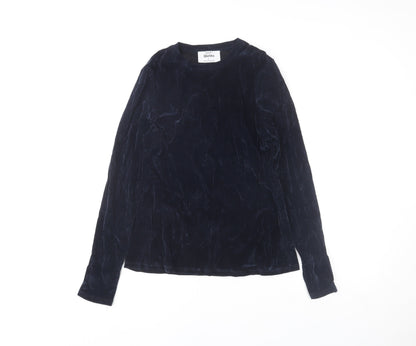 Primark Women’s Blue Velvet Long Sleeve Crew Neck Top Size L