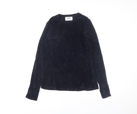 Primark Women’s Blue Velvet Long Sleeve Crew Neck Top Size L