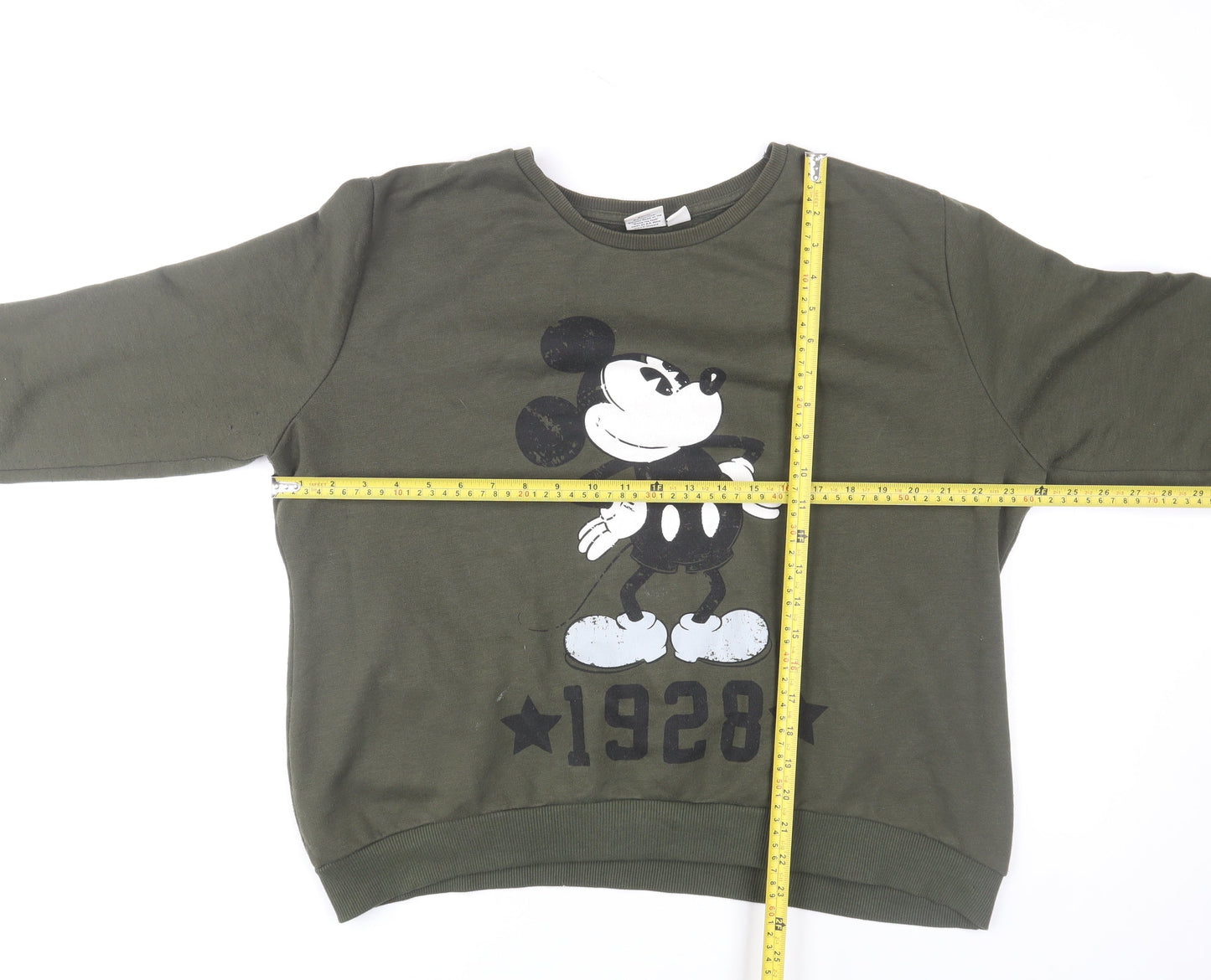 Disney Women’s Green Mickey Mouse Crew Neck Pullover Jumper Size L