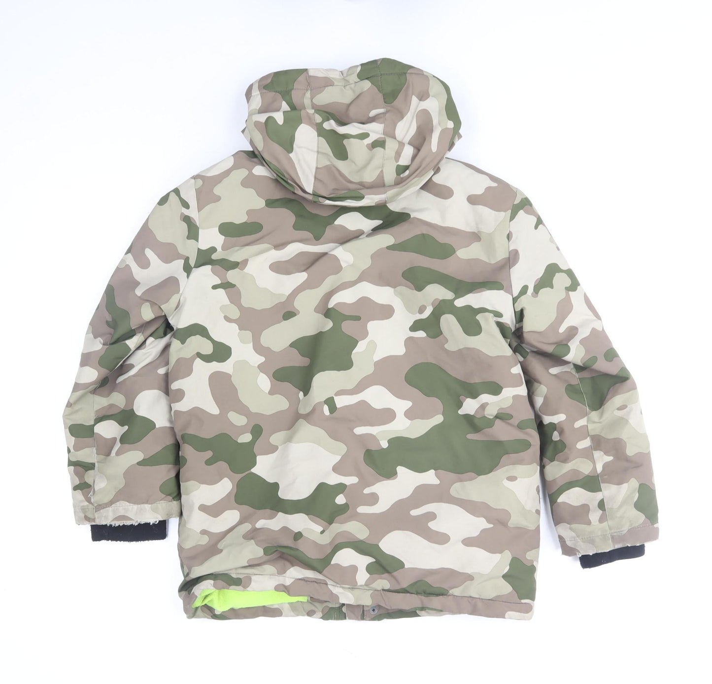 Tu Boys Green Camouflage Hooded Puffer Jacket 9-10 Years Lined Winter Coat
