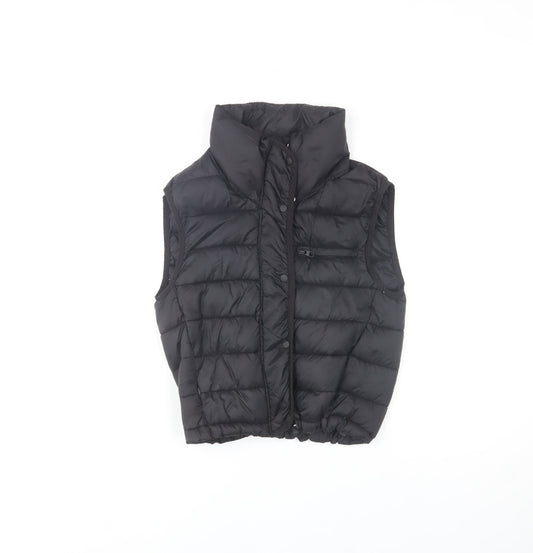 ZARA Girls Black Puffer Waistcoat 6 Years Quilted Lined Winter Gilet