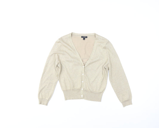 Hobbs Women’s Beige Silk Blend V-Neck Cardigan Size 10