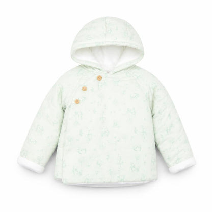 Front view of Disney Baby at Primark Winnie the Pooh Green Hooded Puffer Coat 12-18 Months