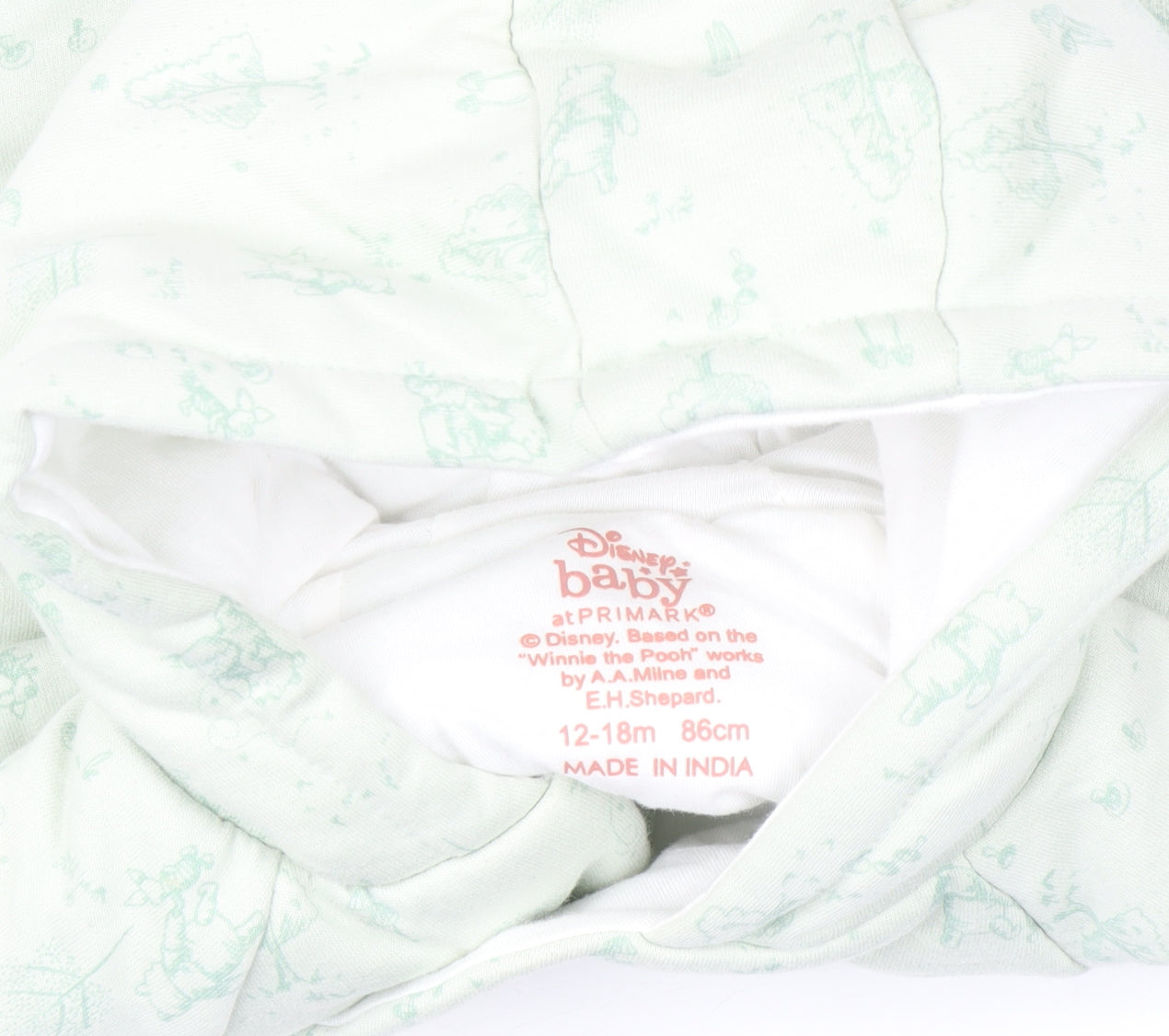 Disney Baby at Primark Winnie the Pooh Green Hooded Puffer Coat 12-18 Months