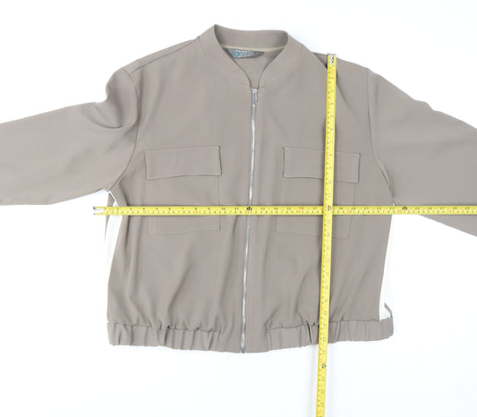 Primark Womens Grey XL Bomber Jacket Zip Up Lightweight Cropped
